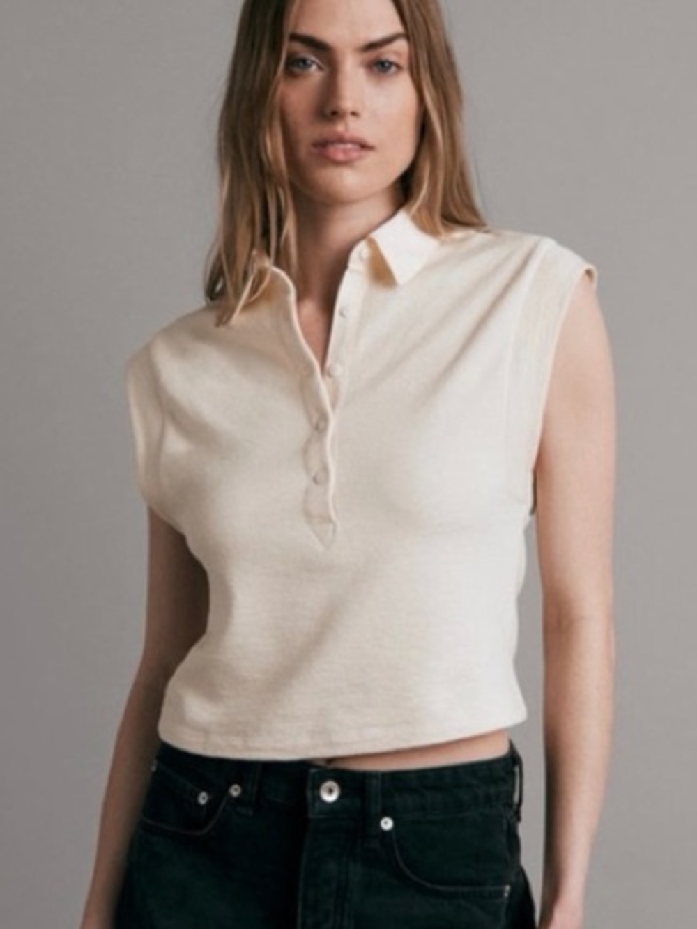 Rag & Bone McKenna Polo Shirt Button Up cotton size xs knit sleeveless